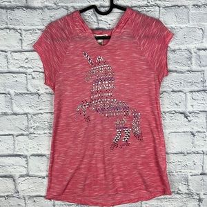 Self esteem girls unicorn studded hooded shirt